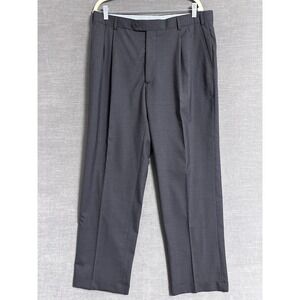 Hathaway Platinum Pants 36x32 Charcoal Gray Wool Italy Pleated Classic Business